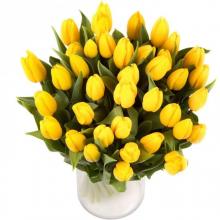 30 tulips in  a vase